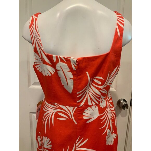 Boden Red & White Leaf Patterned Shift Dress, NWT! Size 6R - Picture 7 of 8